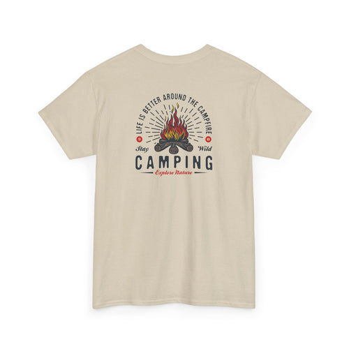 Camping-Themed Unisex Heavy Cotton Tee, Outdoor Enthusiast Shirt, Adventure Apparel, Gift for Campers, Nature Lover Tee