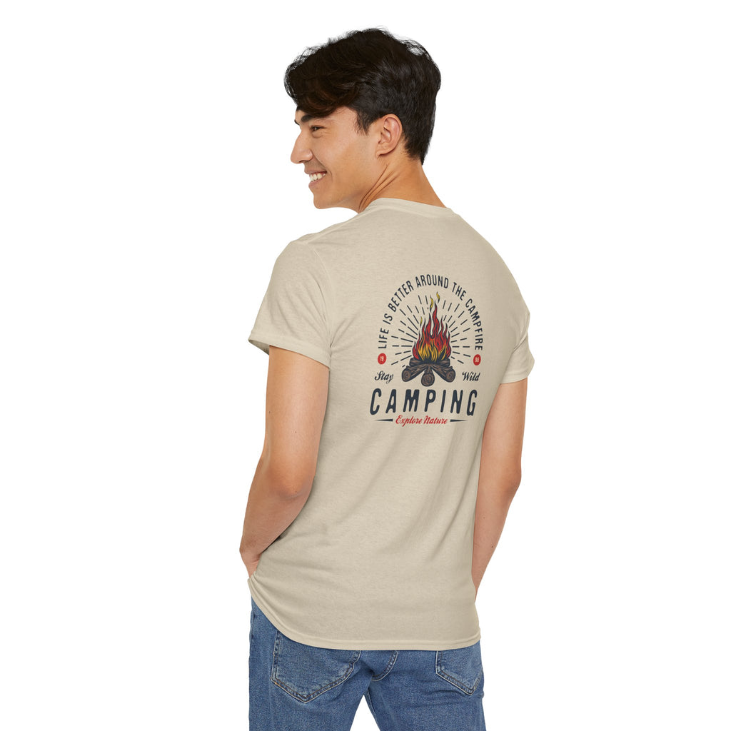 Camping-Themed Unisex Heavy Cotton Tee, Outdoor Enthusiast Shirt, Adventure Apparel, Gift for Campers, Nature Lover Tee