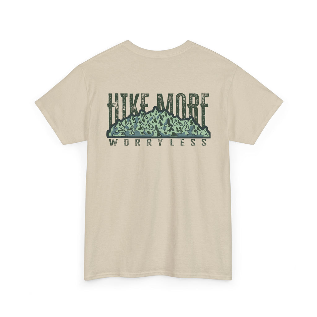 Nature-Inspired Unisex Heavy Cotton Tee - "Hike More, Worry Less"