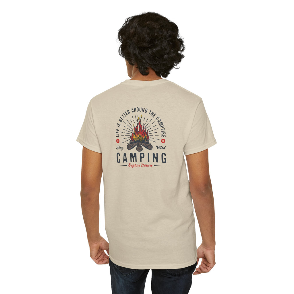Camping-Themed Unisex Heavy Cotton Tee, Outdoor Enthusiast Shirt, Adventure Apparel, Gift for Campers, Nature Lover Tee