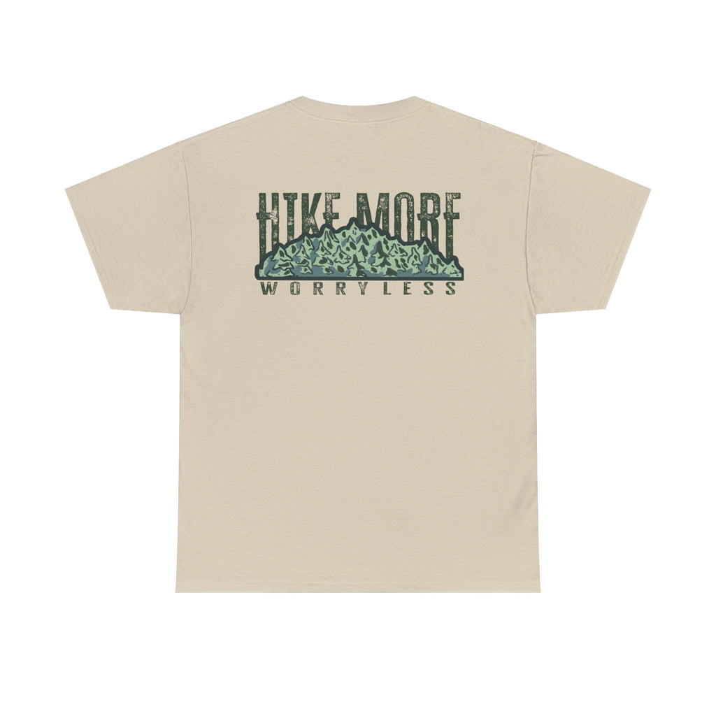 Nature-Inspired Unisex Heavy Cotton Tee - "Hike More, Worry Less"